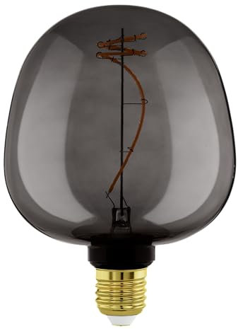 EGLO XXL E27 Lampe dimmbar, Spiral LED Retro Glühbirne Big Size, extra-großes Vintage Deko Leuchtmittel in Cognac braun, 4 Watt, 40 Lumen, warmweiß, 2000 K, L 25,5 cm