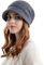 Enwokran Damen Strickmütze Beanie Mütze Gefüttert Fleece mit Krempe Baskenmütze Warme Schirmmütze für Winter (Dunkelgrau)