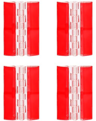 4 Pcs Clear Plastic Hinges Adhesive Acrylic Hinge Transparent Continuous Piano Hinge Self-Adhesive Folding Hinge Tools for Cabinet Drawer Furniture DIY Display Stand 75x45 mm