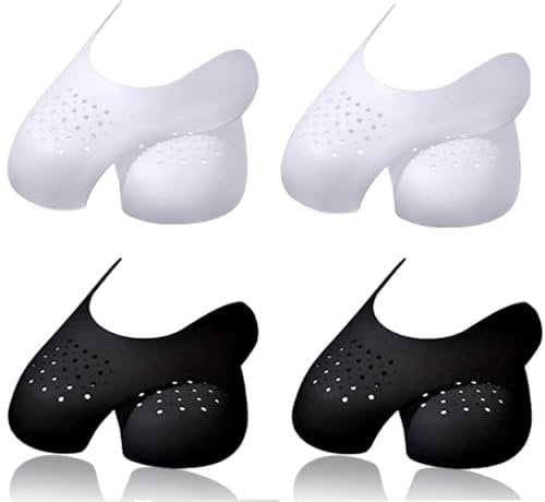4 Pairs Shoe Crease Protectors Anti Crease Guard Toe Protectors Inserts Anti Wrinkle for Sneaker Running Casual Shoes Sports Shoes for Men's 7-11.5 (Black and White)