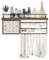 Mkono Hanging Jewelry Organizer Wall Mounted Necklace Holder with Rustic Wood Shelf, Ring Display Box, Ear Studs Earring Holder Bracelet Organizer