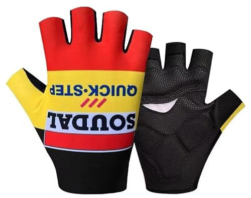 SGCIKER 2024 Pro Team Soudal Quick Step Fahrradhandschuhe, Herren Stoßdämpfung Sommer Halbfinger Sport Fahrradhandschuhe Gel (XL)