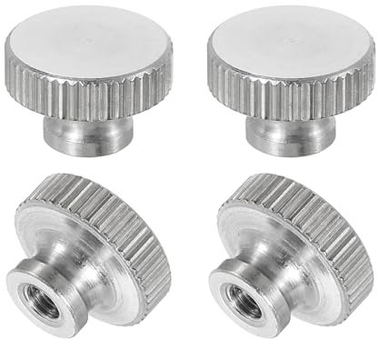 QUARKZMAN Tuercas de Pulgar Estriadas, 4 Unidades M3 x D11mm x H7mm Acero Inoxidable Perillas Redondas Sujetadores Tuerca Ciega de Tornillo de Mano Plateada