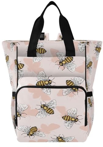 ISAOA Borsa per pannolini con motivo api, grande, zaino da viaggio, con tasche isolate, cinghie per passeggino, impermeabile, #7, Etichettalia unica
