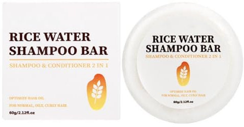 Vawolecy Reiswasser Shampoo und Conditioner – 2 in 1 fermentiertes Reiswasser-Shampoo für das Haarwachstum, mit Schaumnetz, pH-neutral, fester Riegel gegen Haarausfall