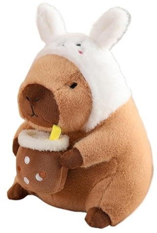 TOPLITHE Lindo Juguete De Peluche De Capibara, Almohada De Felpa De Animal Simulado Peluche De Capibara Kawaii con Tocado De Tostada Portátil Regalos for Niños Niñas Y Niños(Rabbit)