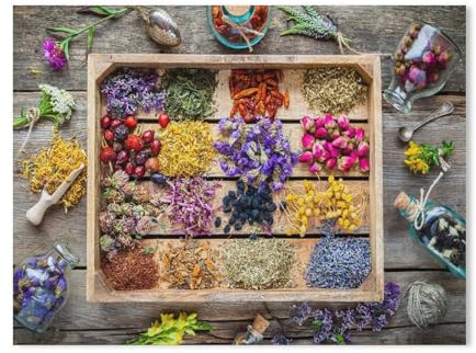 Kinder Karton Puzzle 1000 Teile,Holzkiste mit Heilkräutern der Kräutermedizin,Modern Zuhause Dekoration Einzigartiges Geschenk(50x70cm-245