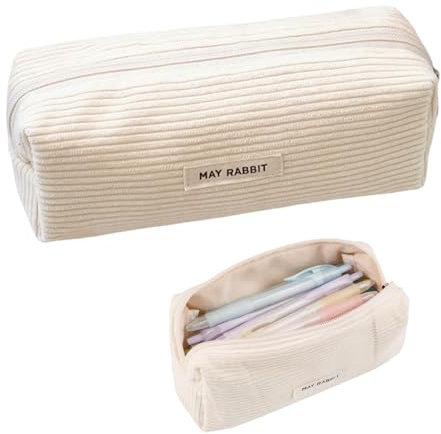 NATOSU Federmäppchen Mädchen Teenager Federmappe Cordstoff Federmäppchen Federmappe Schulmäppchen Beige Mäppchen Aesthetic