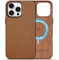 SHIELDON Case for iPhone 16 Pro Max, Genuine Leather Shockproof Slim Phone Case[Wireless Charging][Non-Slip][Metal Buttons] Protective Magnetic Cover Compatible with iPhone 16 Pro Max - Saddle Brown