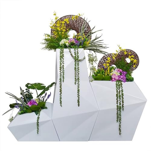 sjdoPulse Pot De Jardinière en Fibre De Verre, Combinaison sur Pied, Grand Vase, Hôtel Moderne, Ensemble D'Arrangement Floral, Récipient À Fleurs, Pots De Jardinière Pou,A Set