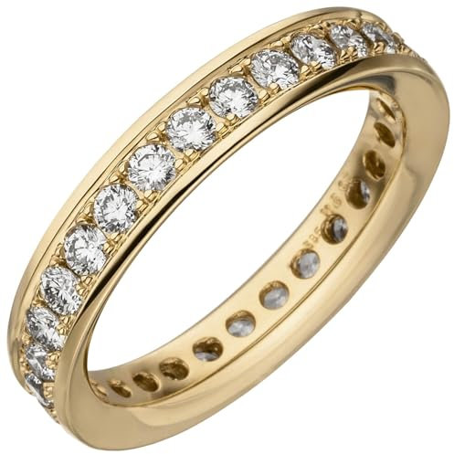 Memory-Ring aus 585 Gold Gelbgold mit Diamanten Brillanten W-SI rundum B: 4,2mm, Ringgröße:Innenumfang 58mm ~ Ø18.5mm