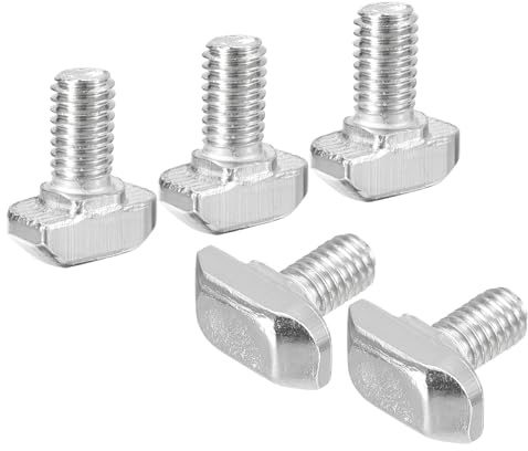 QUARKZMAN 20 Stück Hammerkopfschrauben M6x12mm T-Nut Tropfenbolzen, Kohlenstoffstahl vernickelt Hammerkopf T-Bolzen T-Form Stud Schiebeschraube T Schrauben für 30er Serie Aluminiumprofil