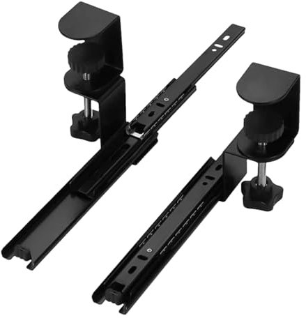 Hobngmuc Keyboard Tray Under Desk Slide | Height Adjustable Clamp Under Desk Keyboard Holder | Under Desk Sliding Keyboard Tray Rail, Pull out Slider Track for Tray Board