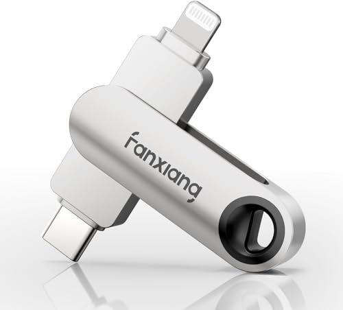 fanxiang MFi Certified iPhone Memory Stick 128GB, Photo Stick USB Flash Drive for iPhone/iPad, External Storage with One-Click Backup, Compatible with iOS, Android, PC & Mac—F385