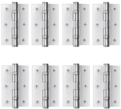 EAI Chrome Door Hinges | 3 Inch / 76mm Polished Chrome Internal Fire Door Hinges | 4 Pairs