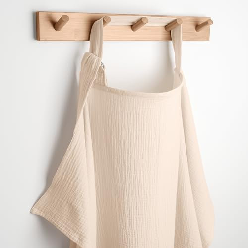 Comfy Cubs Muslin Nursing Cover, Pack of 1, 100% Muslin Cotton Breastfeeding Cover Up - Soft & Breathable Baby Nursing Scarf with Adjustable Neck Strap - Portable Essential for Newborn - Sand