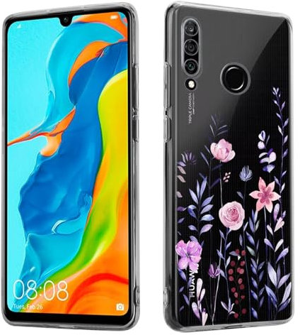 Pazpnoy Handyhülle für Huawei P30 Lite,Transparent Blume Muster Mädchen Hülle,Dünn Weich Silikon SchutzHülle,Stoßfeste Kratzfest TPU Case Cover-3