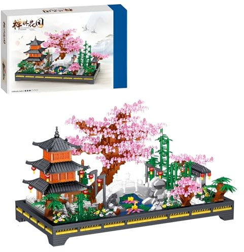 Japanese Zen Garden Mini Building Sets, Architecture Cherry Blossom Tree Building Model, Zen Forest Garden Micro Bricks Architectural Model Toys, Gift for Adults and Kids (2805PCS)