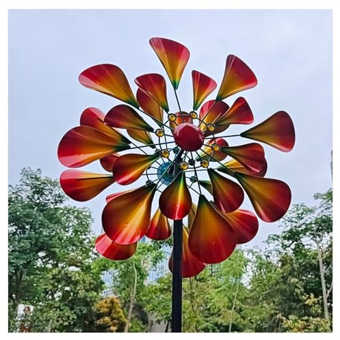 Windrad Metall Garten 57cm Rotor-Durchmesser Windräder Windrad Windblätter 3D Optik Windräder Aus Metall Wetterfestes Gartendeko
