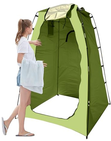 Tente de douche extérieure 4 en 1 pour camping, plage, camping-car | Cabine d'abri changeante portable avec paroi en maille, configuration de pavillon pliable, fermeture éclair