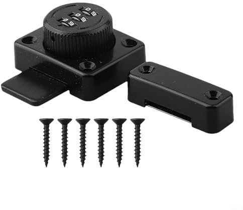 Verrou de porte coulissante pour intérieur/extérieur avec entrée sans clé (noir)