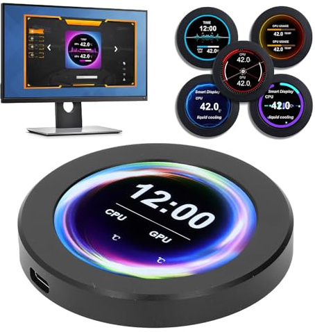 Ejoyous Kit di Aggiornamento Display AIO 2,1 Pollici per Dispositivo di Raffreddamento Dell'acqua CPU IPS LCD Monitor della Temperatura in Tempo Reale Girevole a 360° Risparmio