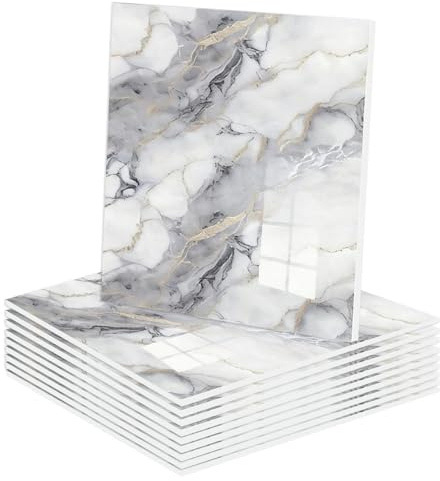NIYATA 10pcs Self-Adhesive Marble Wall Tiles, 30x30cm Peel & Stick PVC Panels, Waterproof for Kitchen, Bathroom & Living Room