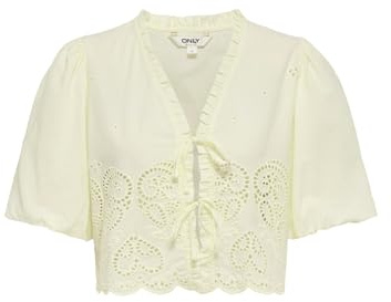 ONLY Damen Top Gelb S | Locker geschnitten fit, Kurzarm, Kurz, Basic, Bei max. 30 grad im schongang waschen