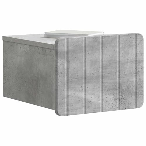 vidaXL Wandmontierter Nachttisch Betongrau 33 x 34,5 x 24 cm, Vintage rechteckiger Wandschrank, viel Stauraum für Wohnzimmer, stylische minimalistische Schlafzimmerregale