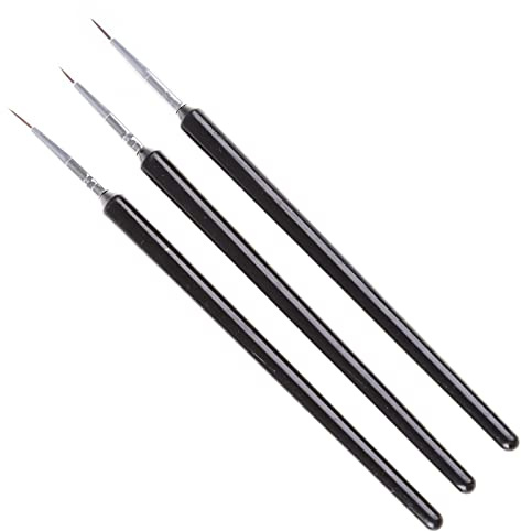 Lot de 3 pinceaux à rayures réutilisables pour nail art pour les longues lignes, les détails, les designs fins, les pinceaux professionnels à rayures, les points pour la peinture acrylique des ongles