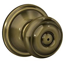 SCHLAGE F40GEO609 F40 GEO 609 Georgian Door Knob, Bed & Bath Privacy Lock, Antique Brass