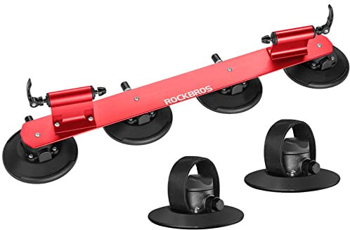 ROCKBROS Porte de Vélo pour Toit Voiture Fixation Ventouse Rouge pour 2 Vélo
