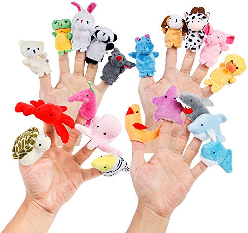 20pcs Different Cartoon Animal Finger Puppets Soft Velvet Dolls Props Toys Easter Basket Stuffers
