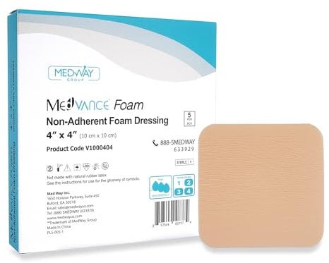 MedVance TM Foam – Waterproof Non-Adhesive Hydrophilic Foam Dressing 10 cm x 10 cm Box of 5 dressings