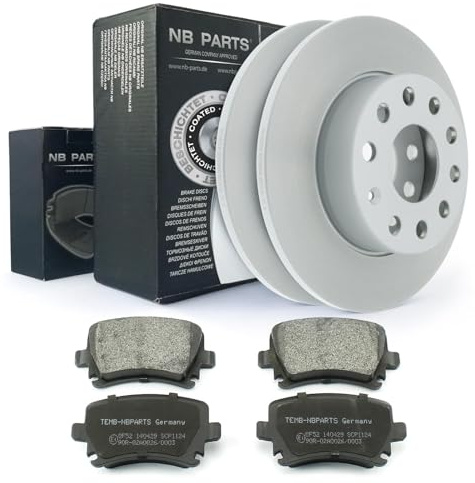 NB PARTS Bremsscheiben Beläge hinten 256mm passend für Audi A3 8P Seat Skoda VW Golf 5 6 Caddy