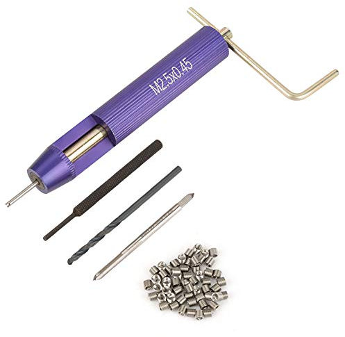 50-tlg. Gewindereparatursatz, M2,5 x 2D, Edelstahl, Spiraldraht, Kombinationswerkzeugsatz zum Wiederherstellen beschädigter Drähte aus Stahl, Eisen, Aluminium