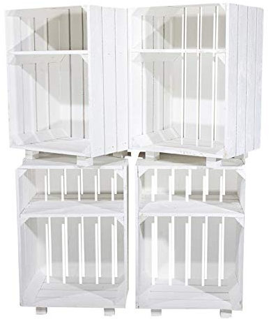 4 weiße Nachttische 30,5cm x 40cm x 54cm Nachtschrank Abstelltisch Regalkiste Obstkiste/Apfelkiste/Weinkiste weiss Schrank Ablage aus dem Alten Land klassisch