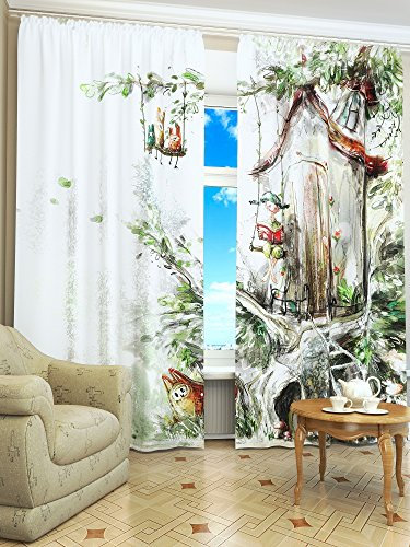 Lemare Deko-Vorhänge Digitaldruck | Kindezimmer | Dicker Vorhang Blickdicht | 2 STK. 145x260 cm