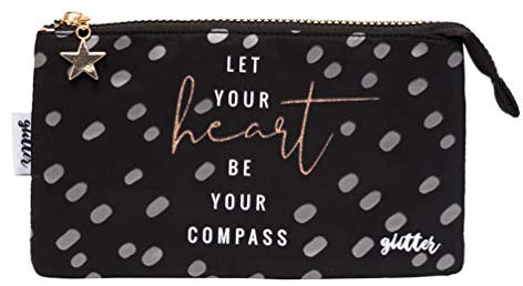 Grupo Erik Unisex Kinder Glitter Etui, Schwarz, 22 x 12,5 cm