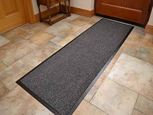 Rugs Supermarket Machine Washable Grey Black Heavy Duty Quality Non Slip Hard Wearing Barrier Mat (60cm x 180cm)