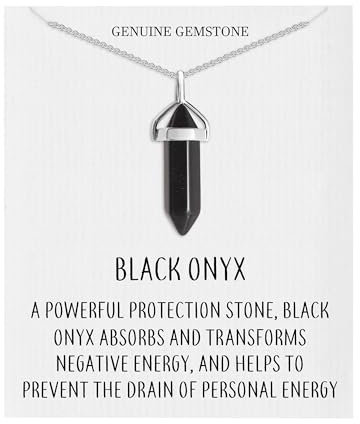 Philip Jones Black Onyx Gemstone Necklace with Quote Card