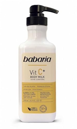 Babaria - Body Milk Vitamina C | Crema Corporal Hidratante Pieles Secas | Crema Hidratante 500ml | Crema Corporal Reafirmante Hidratación 24h