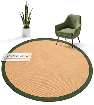 carpetfine Sisalteppich Rund Grün Ø 200 | Moderner Teppich für Wohn- und Schlafzimmer