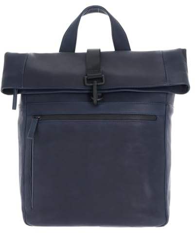 Leonhard Heyden Leder Laptoprucksack mit Laptopfach Den Haag Rucksack Rolltop 6758 Marineblau dunkelblau