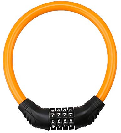 ohfruit Fahrradschloss, Fahrradschloss, Fahrradschloss mit 4-stelligem Code, geeignet für Fahrräder und Motorräder, Elektrofahrzeuge, orange