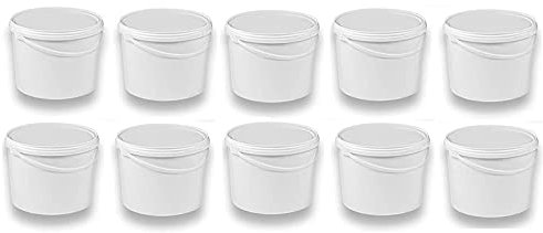 Silplast 10 x 10 Liter Eimer mit Deckel weiß 10 Stück, stapelbarerer Milch-/Vorratseimer, Honigeimer Kunststoffeimer Lebensmittelfreigabe, Lebensmittelechte Behälter, Leereimer für Mehl, Wassereimer
