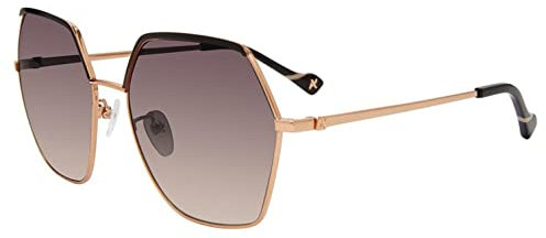 YALEA Damen Sya057 Sonnenbrille, Glänzendes Kupfer, Gold, mit farbigen Teilen, 59