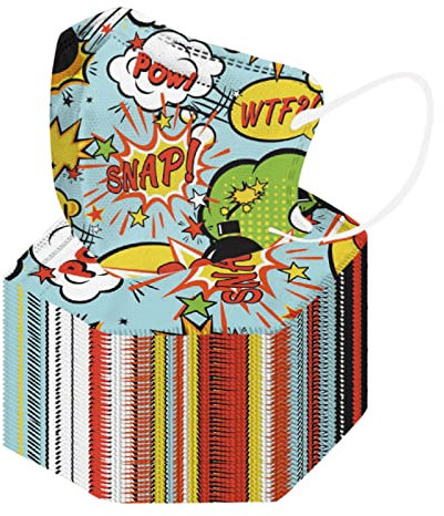 SDFRK® 50 Stück Mundschutz Kinder Einweg 5-lagige_Nicht Gewebt mit Motiv Bunt Mund Nasenschutz Cartoon Drucken Tücher Atmungsaktiv Mund-Tuch Bandana Halstuch Schals für Mädchen