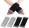 MIVAIUN 2 Paar Fingerlose Handschuhe Halb Fingerhandschuhe Verdickte Plüsch Armstulpen, Gestrickte Handschuhe Winterhandschuhe, Geschenke für Frauen Größe für Erwachsene Jugend (Schwarz und Grau)
