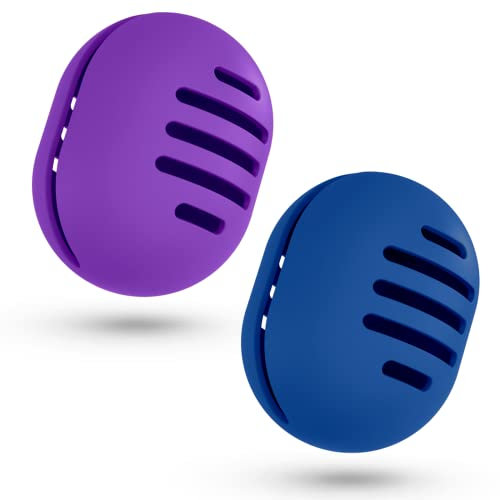 Fauxomor Make-up-Schwammhalter,2 Stück Atmungsaktiv Silikon Beauty Blender Reisetasche für Alle Größen von Make-up-Schwamm, Bruchsicher Tragbar Kosmetik Werkzeug,Blau+Lila